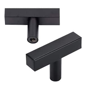 Brizza Series 2 in. (50 mm) Black Matte Solid Brass Square T-Bar Cabinet Knob (10-Pack)