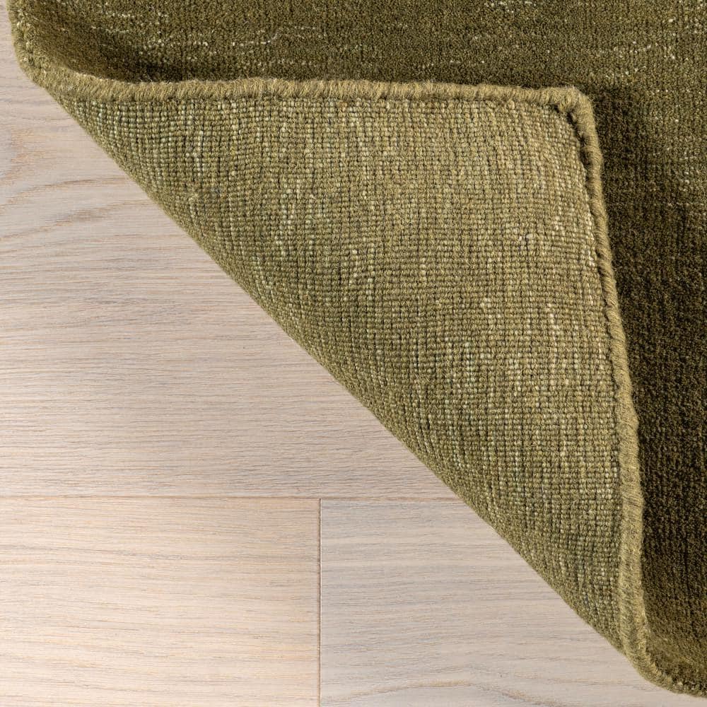 Verdant Green Flat Woven Handmade Wool Viscose Area Rug 4' x 6'
