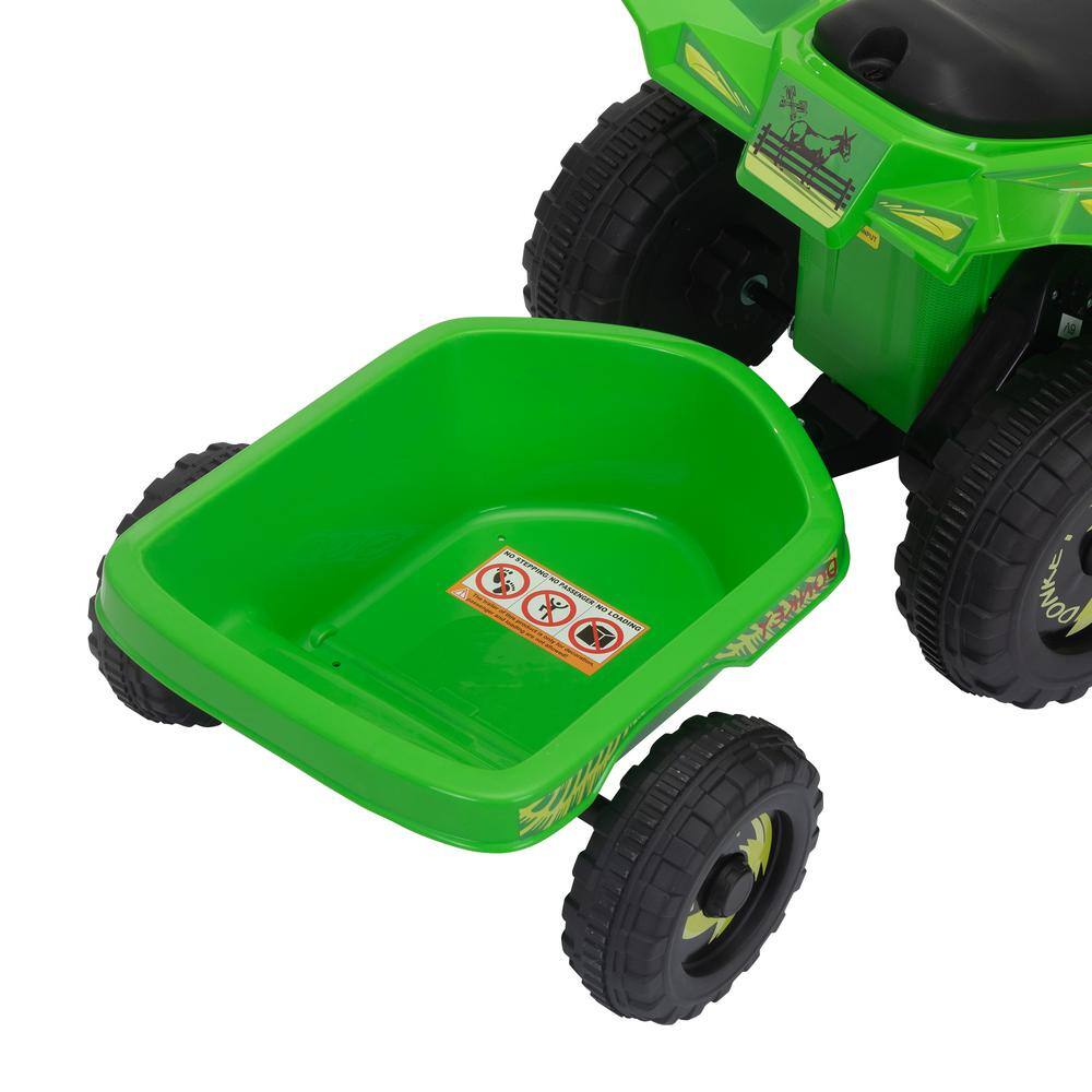 Green Kids Electric ATV with Trailer and Music