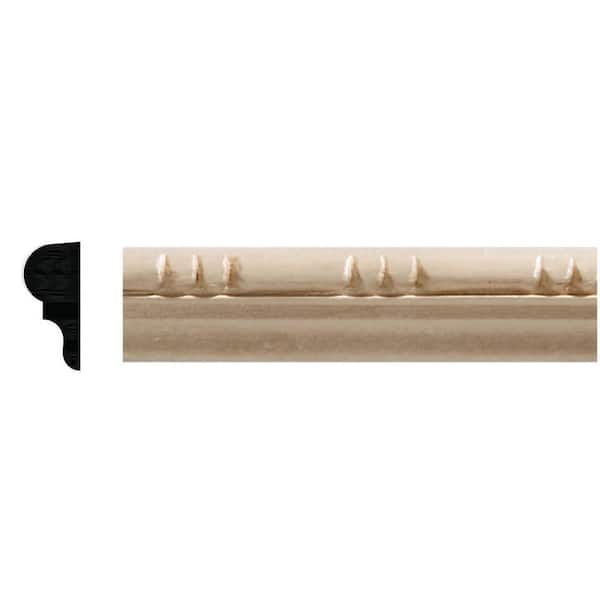 Ornamental Mouldings 5/16 in. x 11/16 in. x 96 in. White Hardwood Sausage and Bead Embossed Colonial Moulding