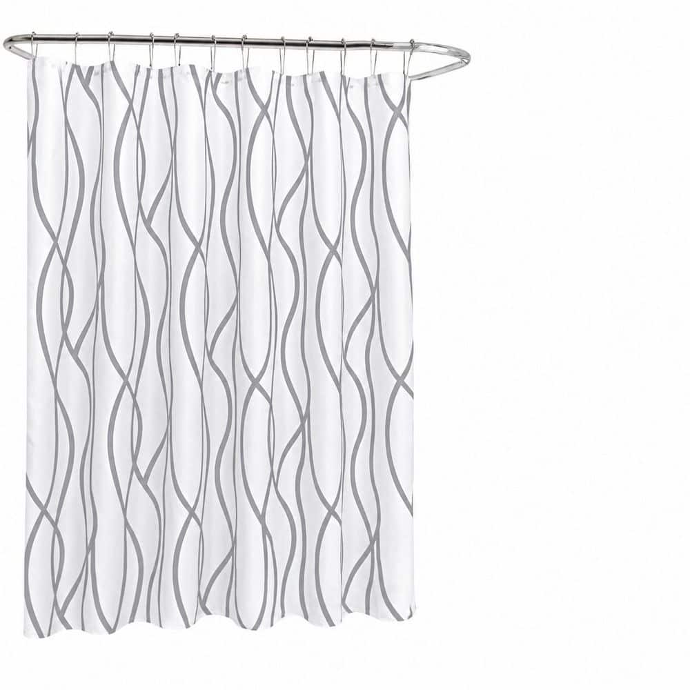 Textured Fabric Shower Curtain, 72 x 72 Inches, Striped Linen Print, Machine Washable, Silver Grey price history on PriceWatchPro