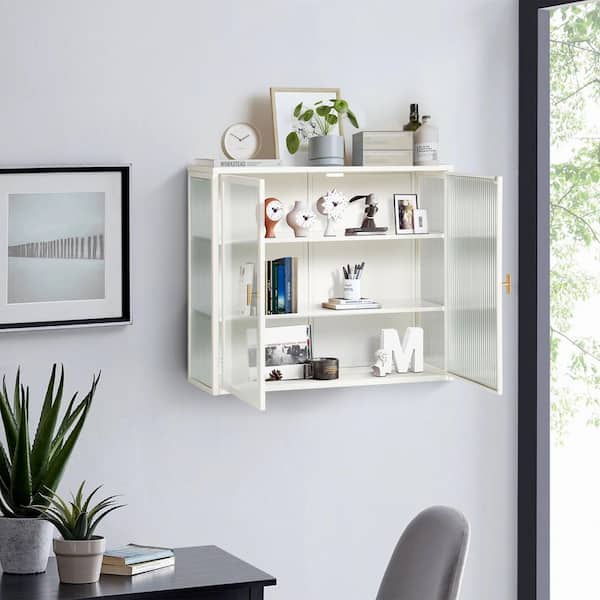 27.56 in. W x 23.62 in. H Rectangular White Metal Surface Mount Medicine Cabinet without Mirror