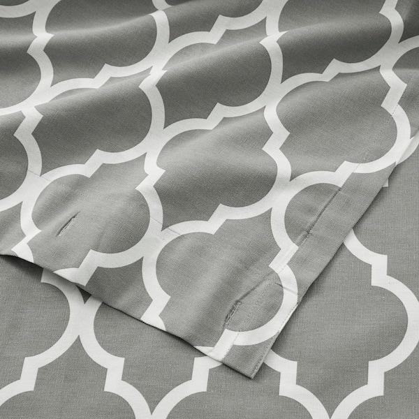 72 in. Stone Gray and White Trellis Shower Curtain
