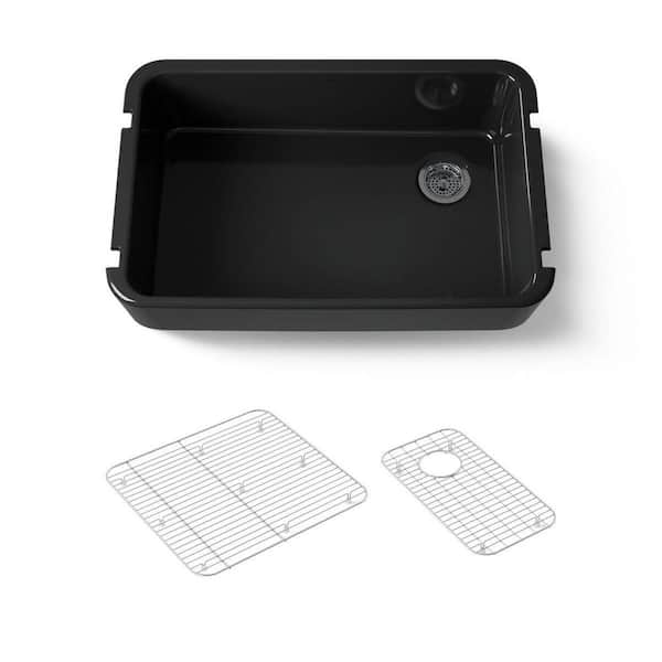 KOHLER Ironridge 34 in. Undermount Single Bowl Black Cast Iron