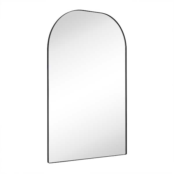 TEHOME 48 in. W x 72 in. H Arched Metal Framed Bathroom or Living Room Floor or Wall Mounted Long Mirror in Matt Black