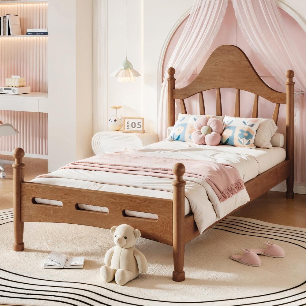 Antique Brown Wood Frame Twin Size Platform Bed price history on PriceWatchPro