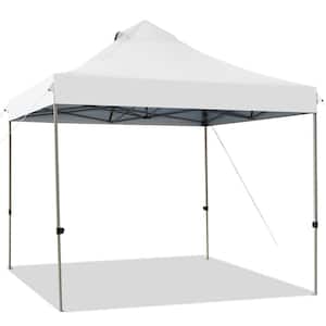 10 ft. x 10 ft., White Pop Up Canopy Tent Easy Set-up Outdoor Tent Commercial Instant Shelter 3 Adjustable Heights