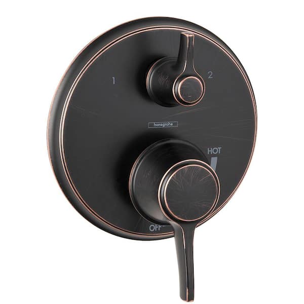 Hansgrohe Metris C 2-Handle Pressure Balance Valve Trim Kit with Diverter in Rubbed Bronze (Valve Not Included)
