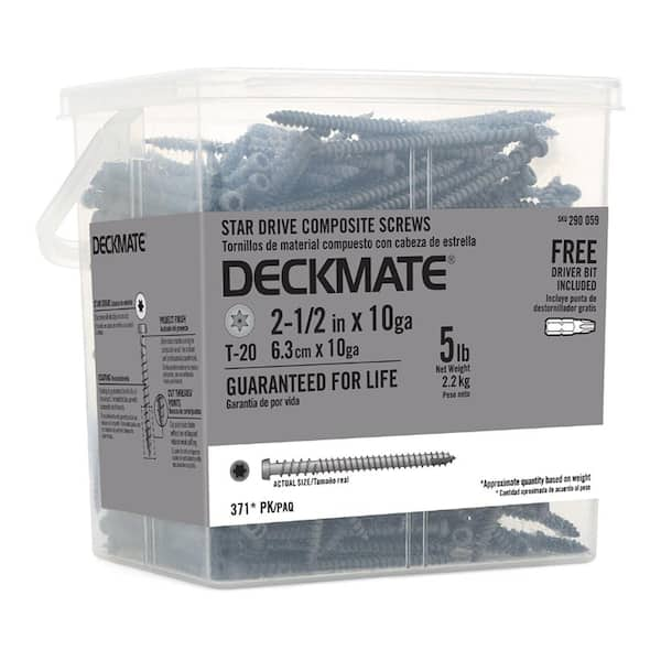 Deckmate #10 2-1/2 in. Star Pan-Head Composite Deck Screws 5 lbs.-Box  (371-Piece) 115708 - The Home Depot