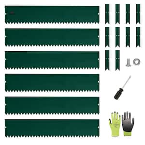 40 in. x 8 in. Galvanized Steel Garden Landscape Edging in Green Lawn Border with Gloves and 10 Stakes (6 Pieces)