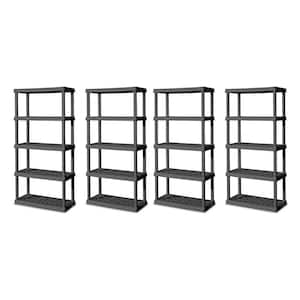 36 in. x 18 in. x 75.1 in. Resin 5-Tier Freestanding Garage Storage 5-Shelf Ventilated Shelving Unit, Gray (4-Pack)