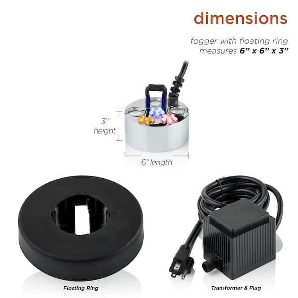 Super Pond Fogger with Floating Ring and LED Lights Outdoor Decor Accessory