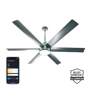 Smart WiFi 60 in. 6 Blade Integrated LED Outdoor Aluminum Alloy Smart Ceiling Fan with Remote and App Control