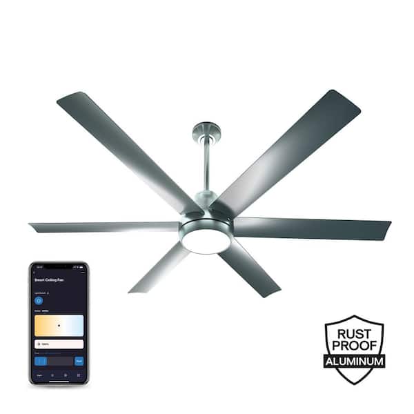atomi smart Smart WiFi 60 in. 6 Blade Integrated LED Outdoor Aluminum Alloy Smart Ceiling Fan with Remote and App Control