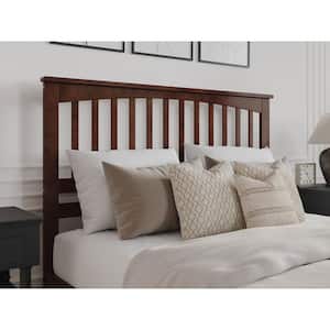 Mission Walnut Solid Wood Queen Headboard with Attachable Turbo USB Device Charger