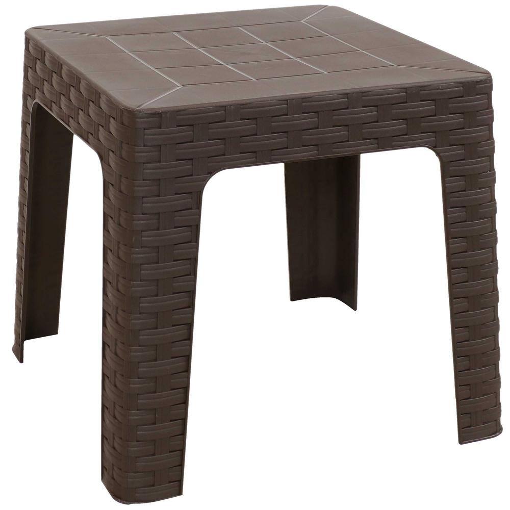 Sunnydaze 18" Brown Polypropylene Square Patio Side Table Set