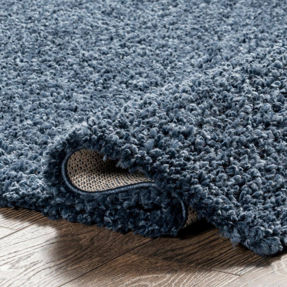 Kara Blue Solid Shag Synthetic 5'3" x 7'7" Area Rug