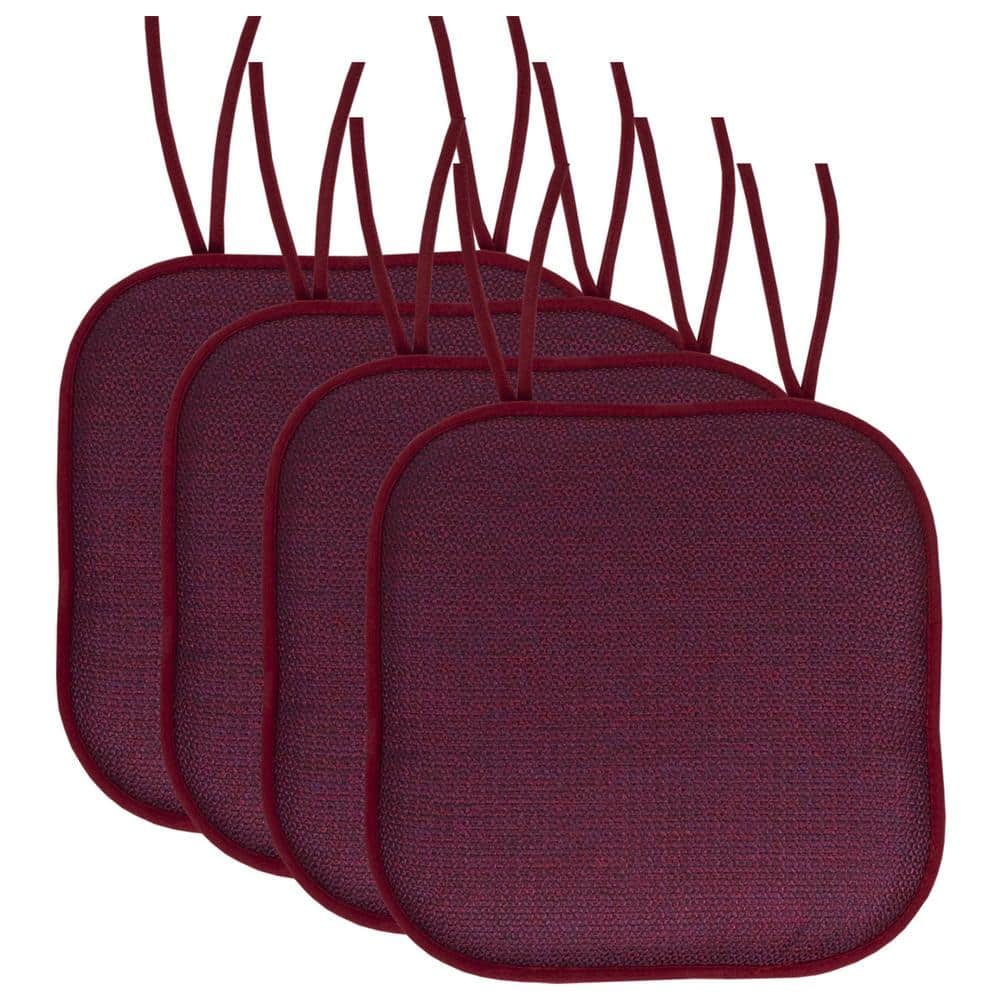 Cameron Square Memory Foam 16 in.x16 in. Non-Slip Back, Chair Cushion with Ties (4-Pack), Wine price history on PriceWatchPro