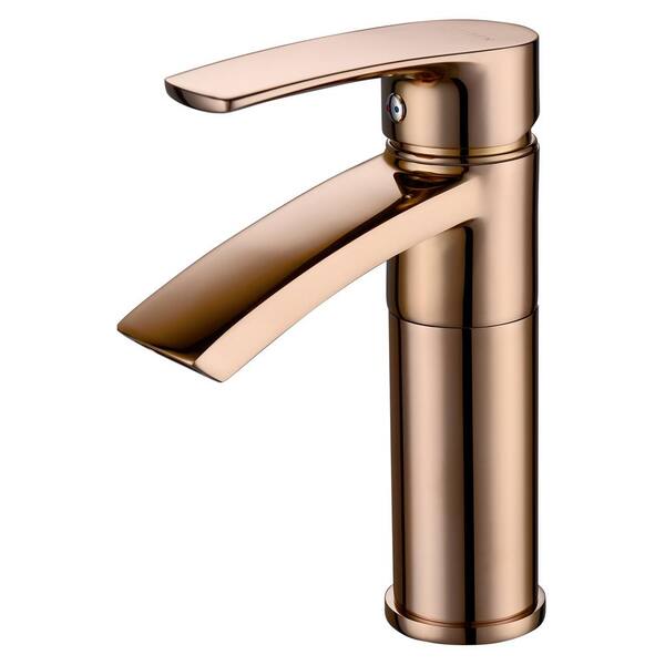 Eisen Home Ariana Single Hole Single-Handle Bathroom Faucet with Swivel Spout in Polished Rose Gold