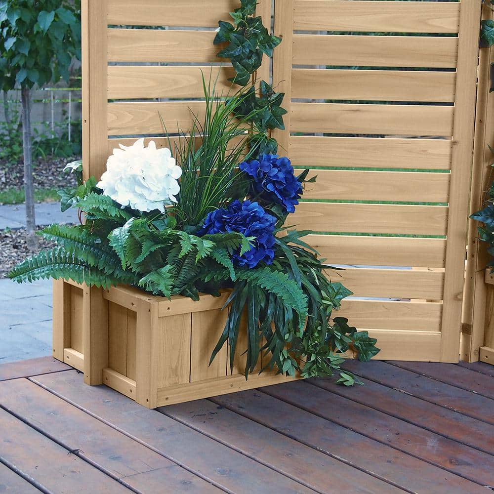 Natural Cedar Folding Privacy Screen with Planters