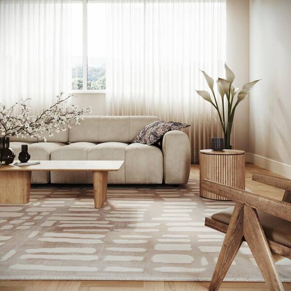 Summit Plush Textured Washable Grey 5 ft. x 8 ft. Indoor Area Rug