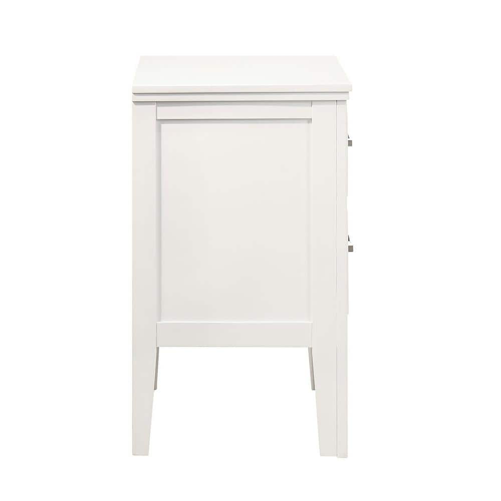 Andover White 2-Drawer Rubberwood Nightstand