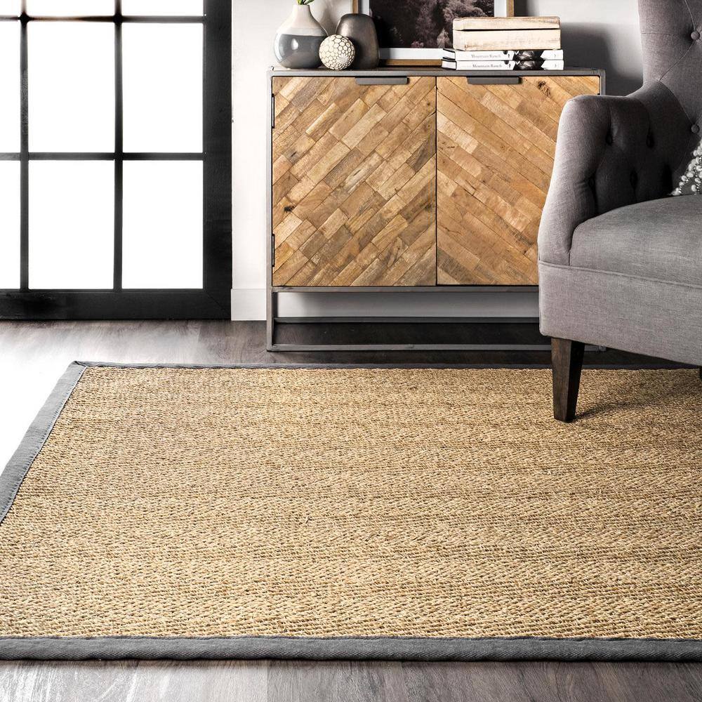 Dark Gray Seagrass Herringbone 8' x 10' Reversible Area Rug