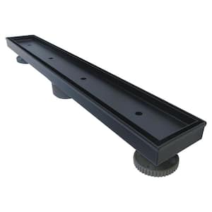 24 in. Matte Black Linear Shower Drain with Tile Insert Drain Cover