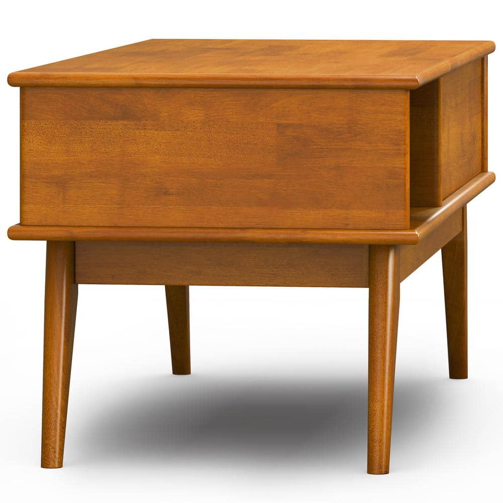 Teak Brown Mid-Century Modern Lift-Top Coffee Table with Storage