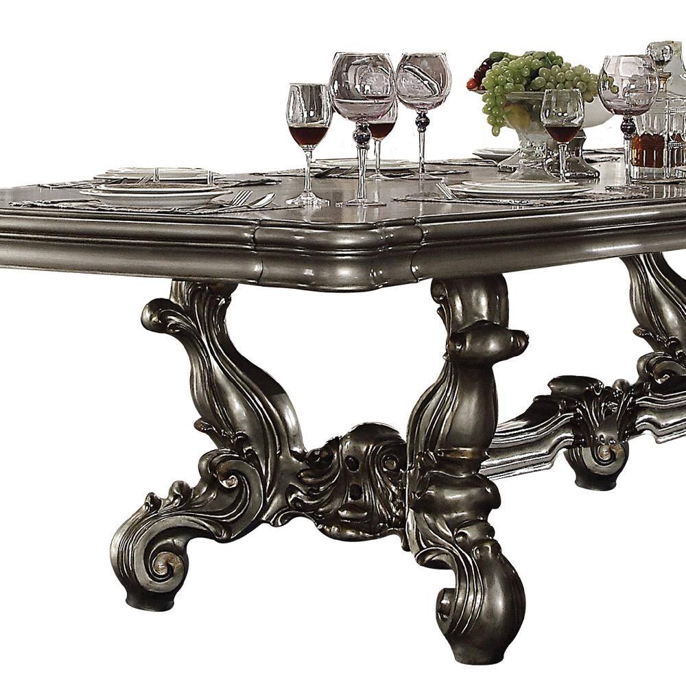 Antique Platinum Extendable Rectangular Wood Dining Table