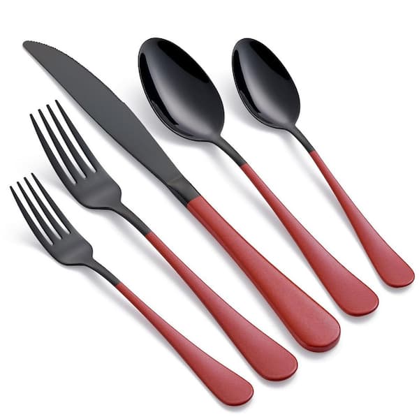 20-Piece Red 18/0 Stainless Steel Flatware Set (Service for 4), Include Knives, Forks and Spoons, Corrosion Resistant