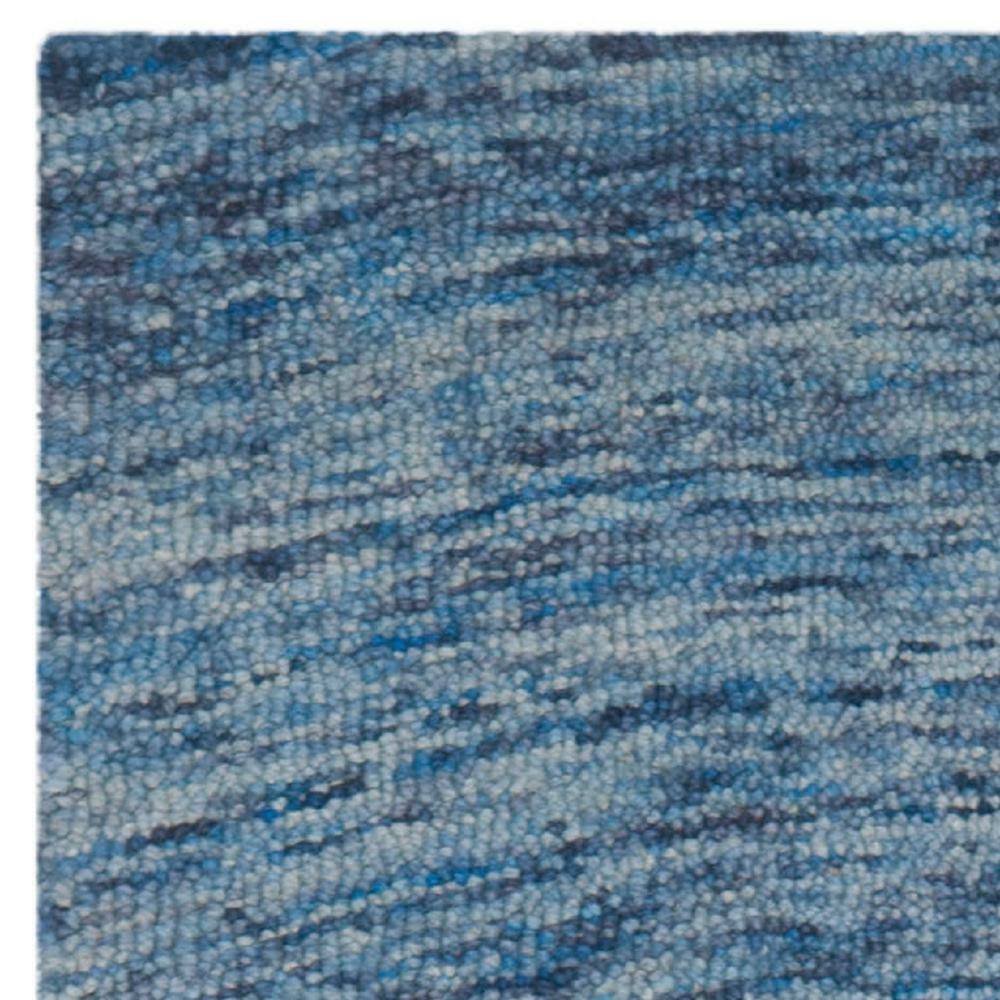 Handmade Dark Blue Wool Tufted Runner Rug