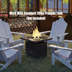 28 in. Square Outdoor Fire Pit Table with Glass Bead Set