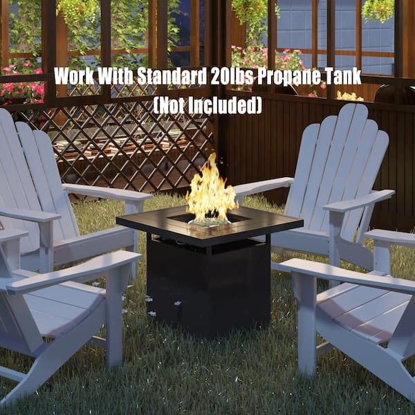 Kadehome 28 in. Square Outdoor Fire Pit Table with Glass Bead Set