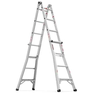 17 ft. Reach Aluminum Telescoping Foldable Multi-Position Ladder, A-Frame and Straight Ladder, 250 lbs. Load Capacity