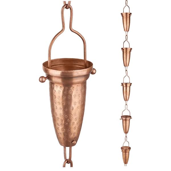 U-nitt 8.5 ft. Pure Copper Stamped Rain Chain