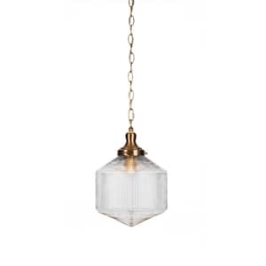 Orleans 60-Watt 1-Light New Age Brass Shaded Mini Pendant Light with Glass Shade