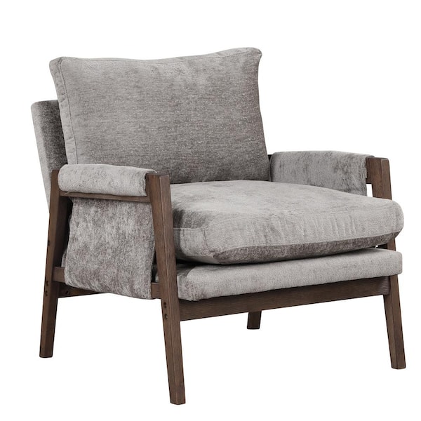 TIRAMISUBEST TD Garden Solid Wood Modern Velvet Accent Lounge Chair Ergonomic Comfort With Gray Cushion