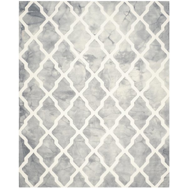 Dip Dye 10 ft. x 14 ft. Gray/Ivory Quatrefoil Area Rug