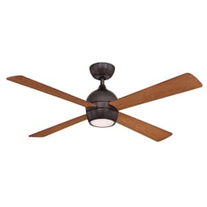 Kwad 52 in. Integrated LED Dark Bronze Ceiling Fan with Opal Frosted Glass Light Kit and Remote Control