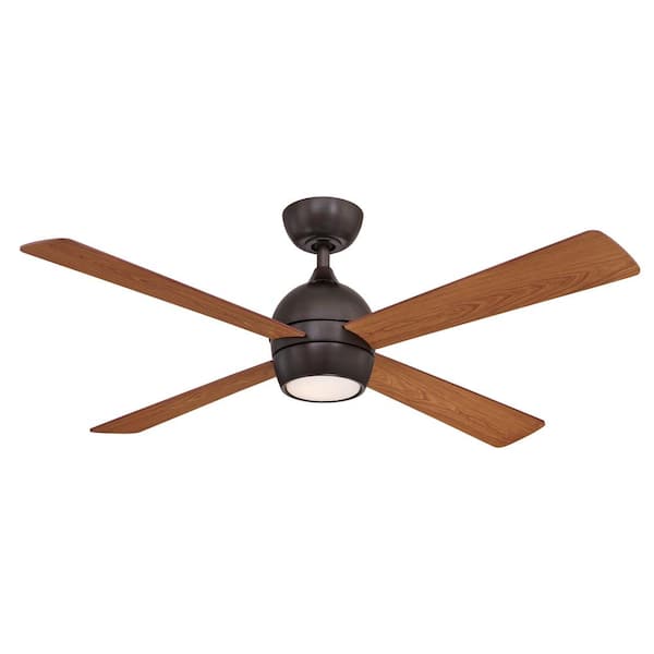 FANIMATION Kwad 52 in. Integrated LED Dark Bronze Ceiling Fan with Opal Frosted Glass Light Kit and Remote Control