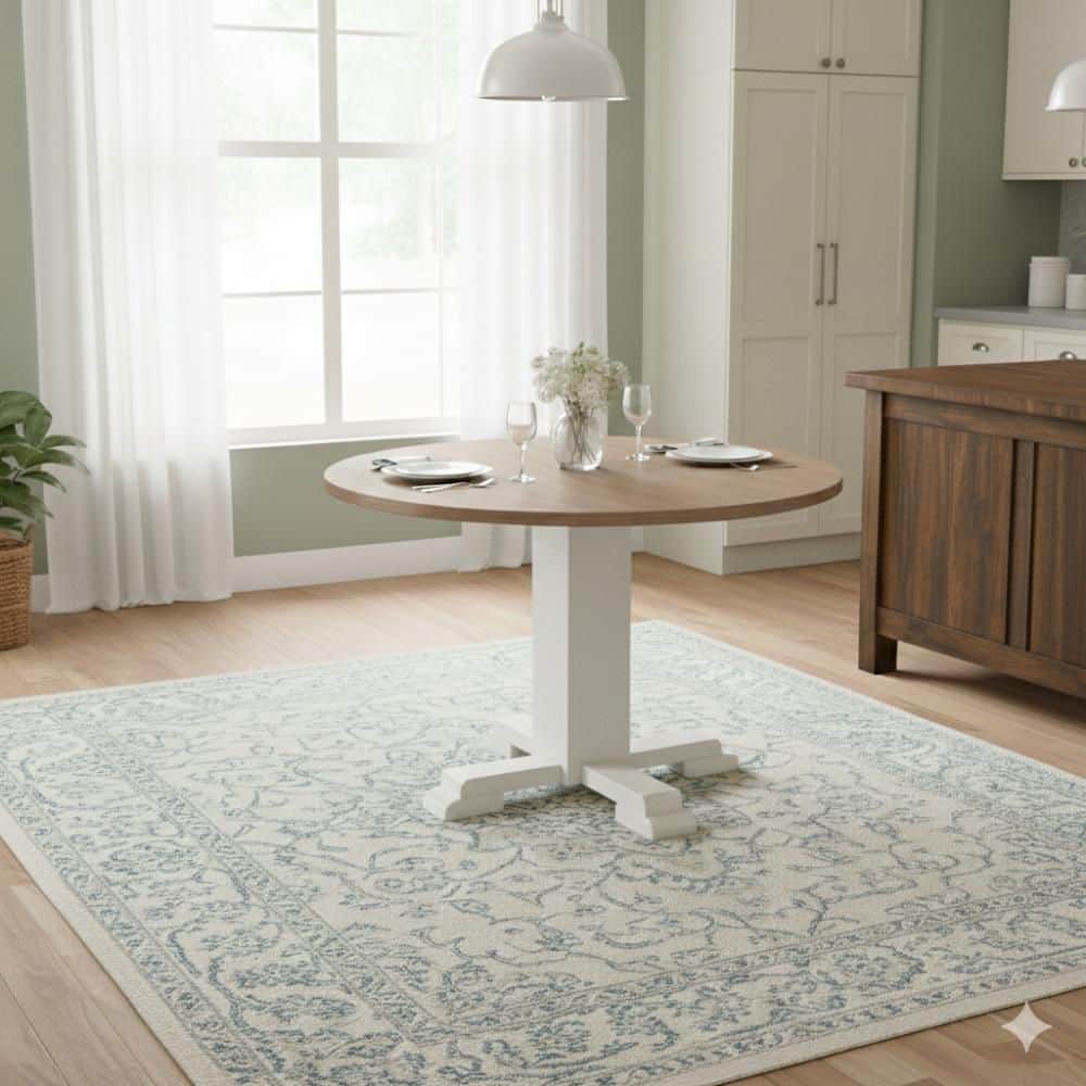 Lemy Dark Brown and White Wood 40 in. Pedestal Base Dining Table Seats 4 price history on PriceWatchPro