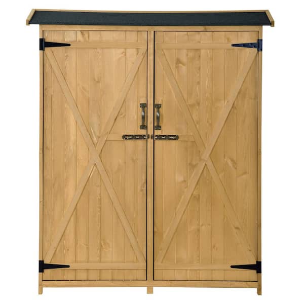 Unbranded 2 ft. W x 4.6 ft. D Wood Outdoor Storage Cabinet Shed for Backyard and Garden 9.2 sq. ft.