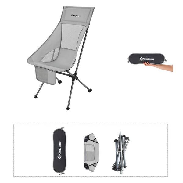Black/Grey KC1908_VC KingCamp Ultralight Compact High Back Folding Chair with Headrest and Carry Bag One Size Only 3.2 lbs 