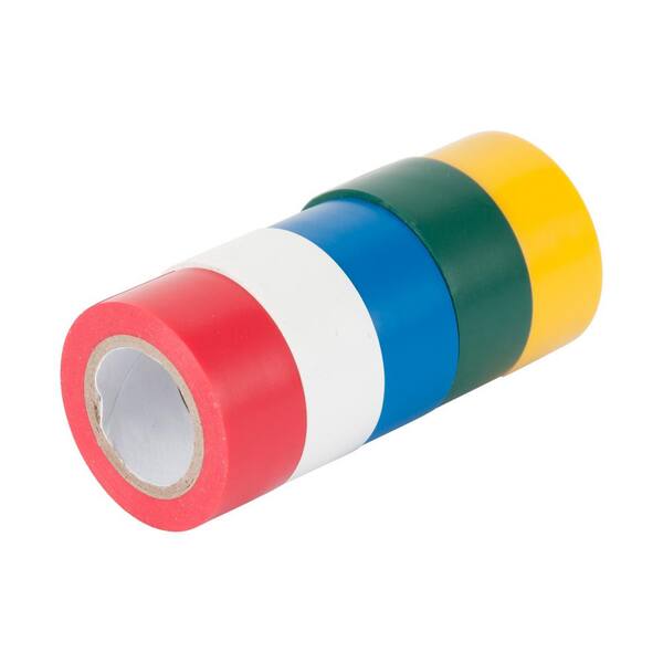 Gardner Bender 3/4 in. x 12 ft. Assorted Colored Electrical Tape 5-Pack Sleeve (Case of 5)
