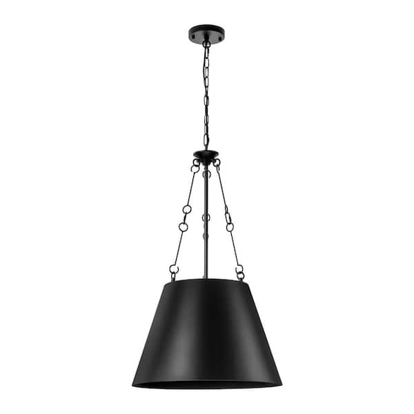RRTYO Hamilton 4-Light Black Kitchen Island Cone Pendant Light with Metal Shade