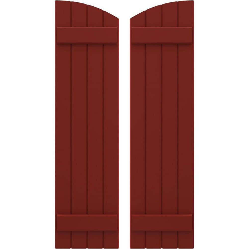 14 in. W x 32 in. H Americraft Exterior Real Wood Joined Board and Batten Shutters with Elliptical Top in Pepper Red price history on PriceWatchPro