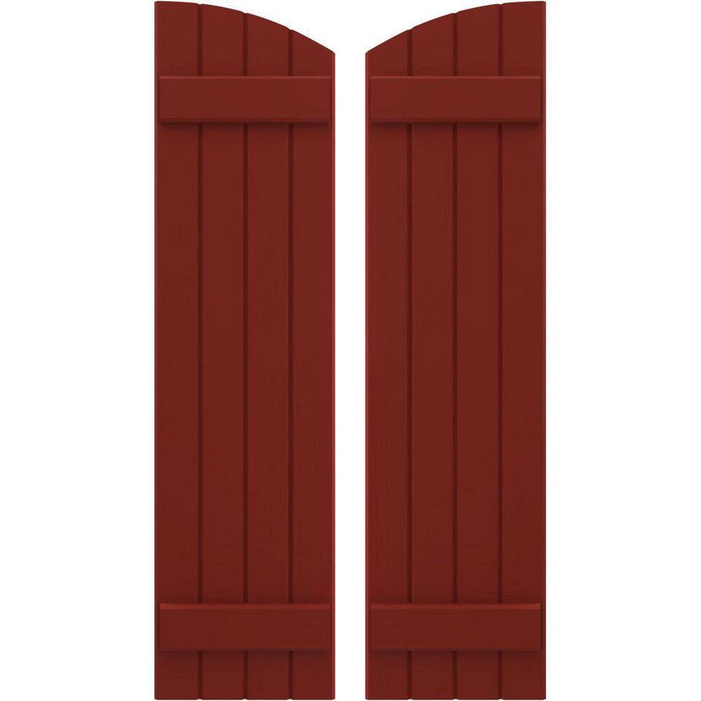 14 in. W x 45 in. H Americraft Exterior Real Wood Joined Board and Batten Shutters with Elliptical Top in Pepper Red price history on PriceWatchPro