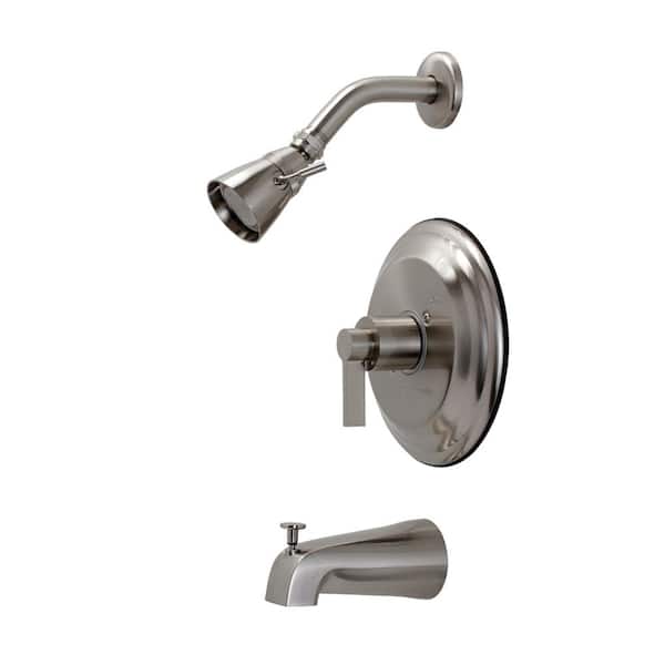 Kingston Brass NuvoFusion Single Handle 1-Spray Tub and Shower Faucet 2 GPM with Pressure Balance in. Brushed Nickel