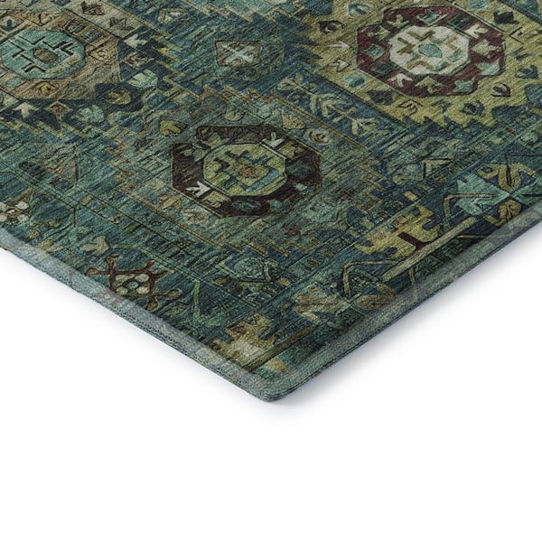 Mayfield Premium Machine Washable Abstract AMF2024 Teal 10 ft. x 14 ft. Area Rug